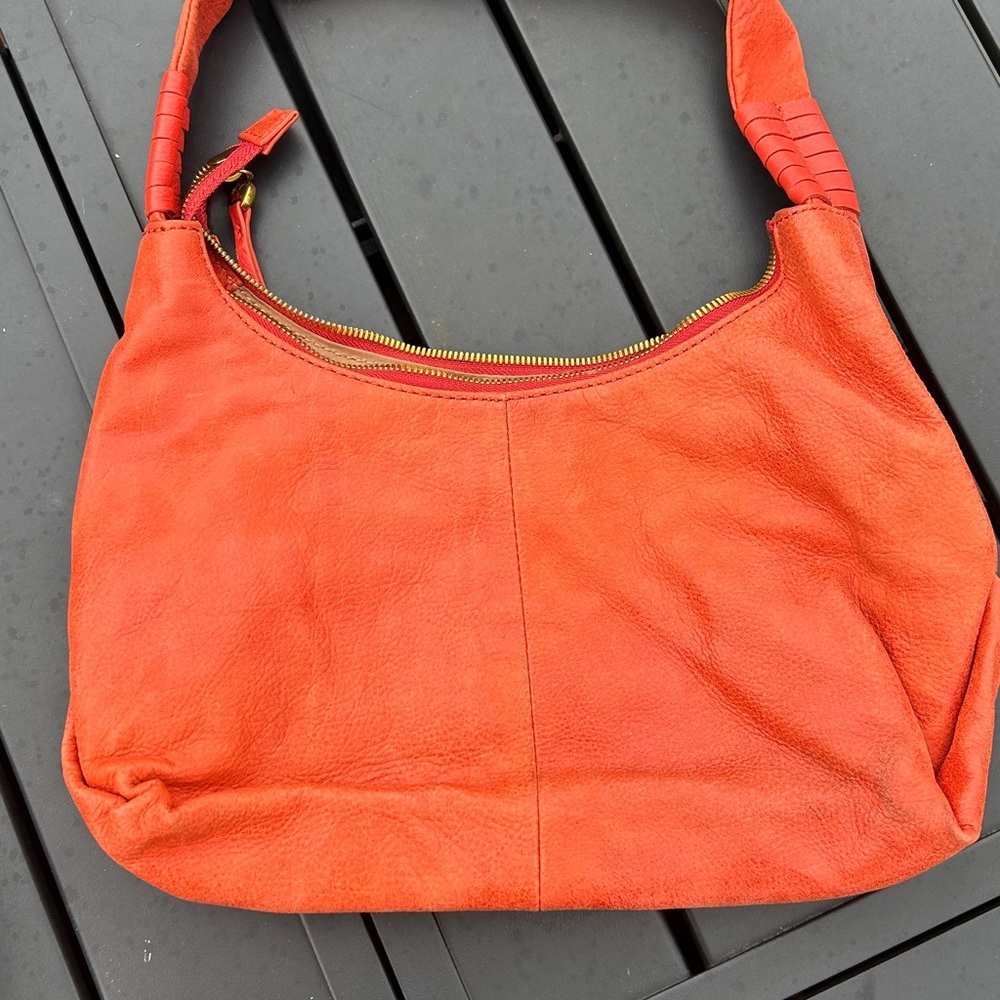 HOBO Vibrant Orange Leather Hobo Bag